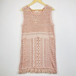 World Market Pink White Crocheted Sun Dress‎ Cover Womens Small Medium NWT NEW